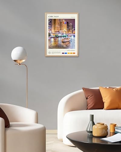 12x16IN Chicago Cityscape Framed Wall Art Urban Wall Decor 1Pack