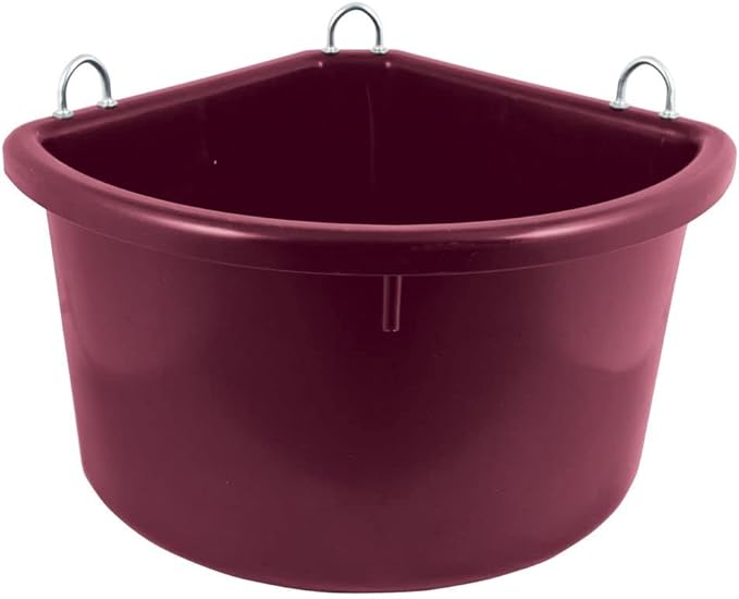 Dura-Tech Platinum Corner Feeder for Horses 30 Quart | Space-Saving Corner Design | Cold Weather Resistant | Color Burgundy