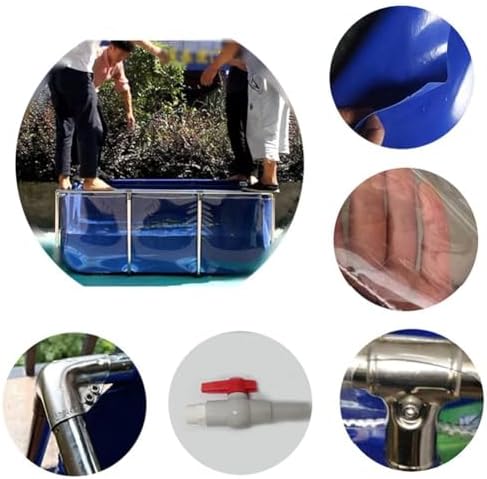 Flexible PVC Fish Breeding Tank with Steel Frame - 50x40x30cm Aquatic Pet Pool, Clear Viewing Window, Easy Assembly, Ideal for Backyard Ponds and Fish Care.