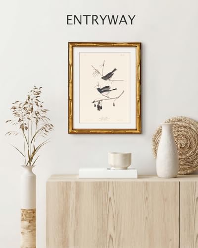 Bamboo Detail Design Gold Framed Wall Art Kitchen Decor