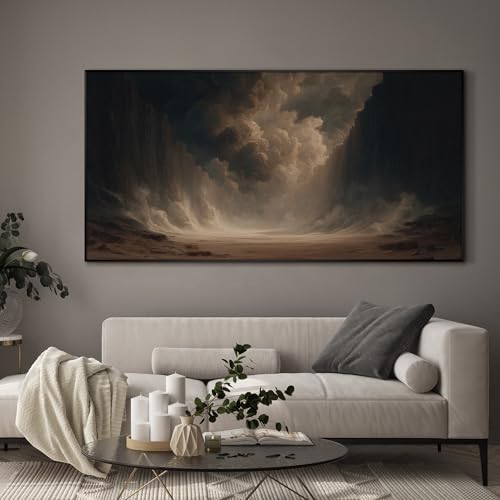 36"x72" Extra Large Framed Wall Art Dramatic Canyon Storm Cloudscape Illustration for Home Living Room Bedroom Decor