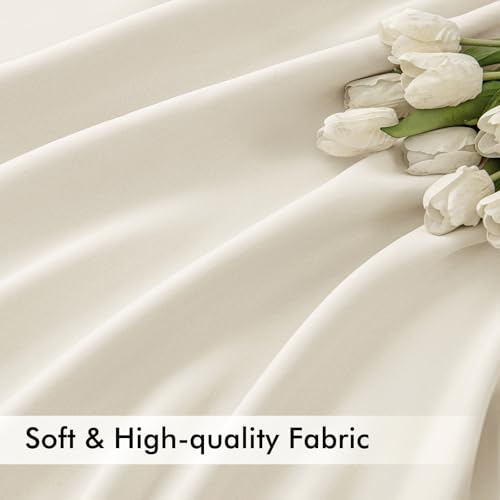 Beige White Back Tab Blackout Curtains 52x120 Inch Long 2 Panels Set (2 Count)