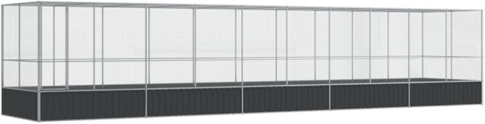 Outdoor Aviary Bird Cage, Galvanized Steel Outside Ample Activity Space Birdcage, 409.1"x81.5"x83.5", -271