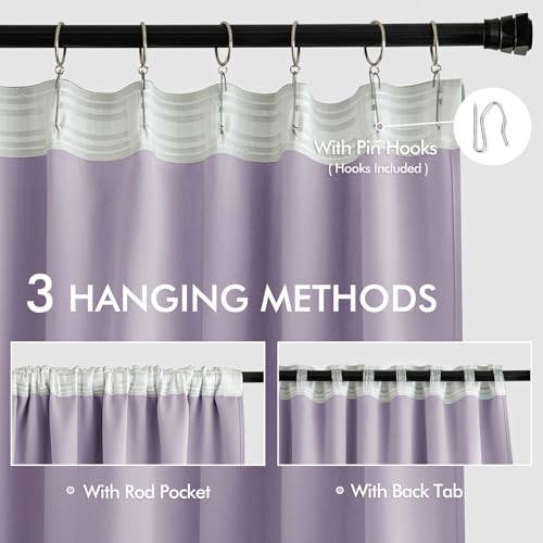 Lilac Back Tab Blackout Curtains 52x96 Inch Long 2 Panels Set (2 Count)