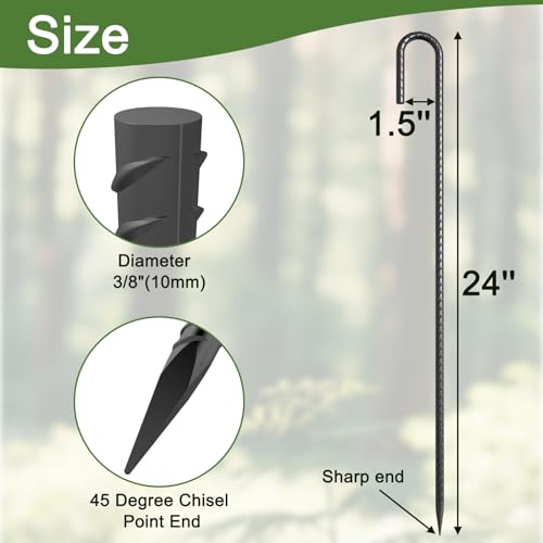 24 Inch J Hook Rebar Stakes (16 Count)