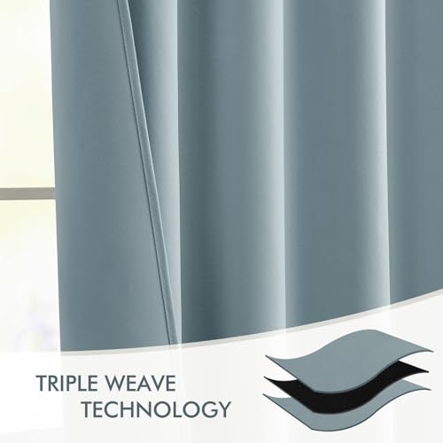 Slate Blue Back Tab Blackout Curtains 52x72 Inches Long 2 Panels Set (2 Count)