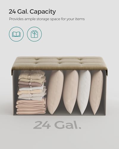 30 Inches Folding Storage Ottoman Bench