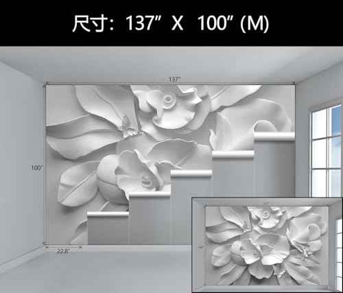 3D Gray Peony Floral Wallpaper Mural Peel and Stick for Bedroom