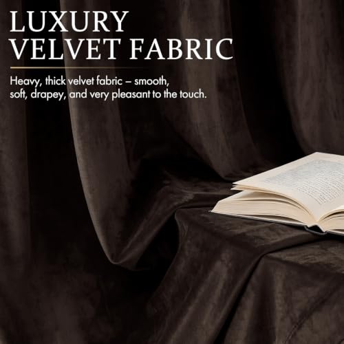 Brown Blackout Velvet Curtains Drapes 84 Inch Long 52"x84" Bedroom (2 Count)