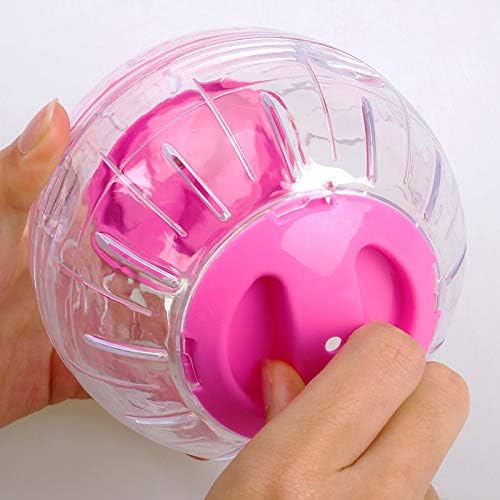 Mini New Cute Dwarf Hamster Running Ball 4.7 Inches Crystal Ball for Hamsters Small Silent Exercise Wheel Small Cage Accessories Suitable for Hamsters Less Than 4 inches 10 cm in Length (Pink)