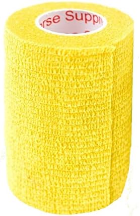 3 Inch Vet Wrap Tape Bulk (Yellow) (Pack of 12) Self Adhesive Adherent Adhering Flex Bandage Grip Roll for Dog Cat Pet Horse