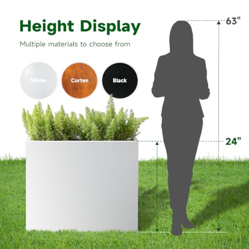 Metal Heavy Planter 32" L x 15" W x 24" H White Metal Rectangular Planter