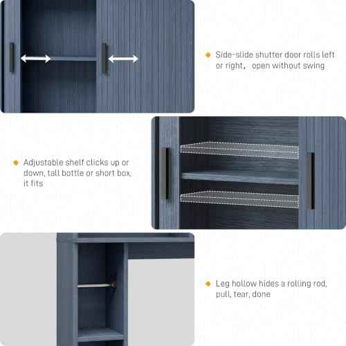 Over The Toilet Storage Cabinet with 2 Tambour Sliding Doors