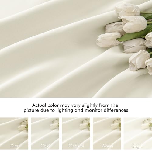 Cream Back Tab Blackout Curtains 52x84 Inch Length 2 Panels Set (2 Count)