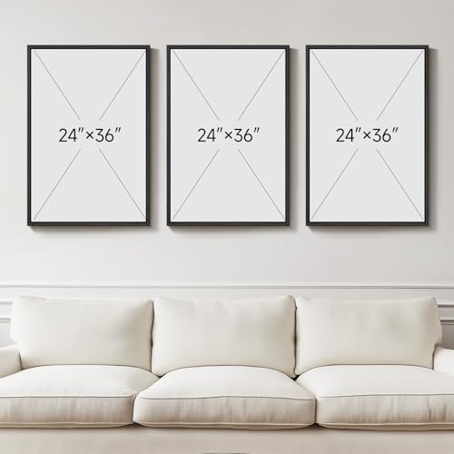 Large Framed Colorful Abstract Wall Art for Living Room (3 Count)