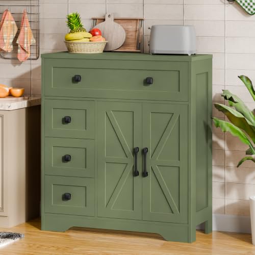 Farmhouse Storage Cabinet with 2 Doors and 4 Drawers