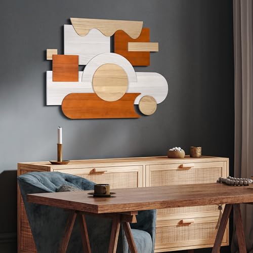 Cinnamon Dreamscape II" Handmade Dimensional Solid Paulownia Wood Abstracts Wall Art (23 Count)