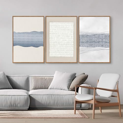 Large Abstract Framed Canvas Wall Art Set of 3 (3 Count)