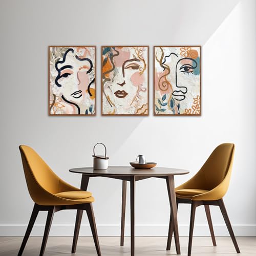 KAlRNE Abstract Boho Line Wall Decor Woman Face Wall Art Set (3 Count)