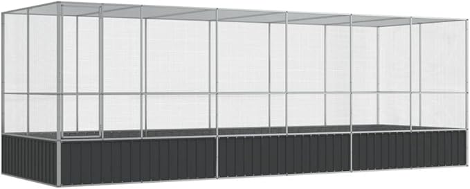 Large Bird Aviary with Extension, Outdoor Galvanized Steel Bird Cage, Galvanized Steel Outdoor Bird Aviary, Mesh Fence Bird House for Small Animals, 246.1"x81.5"x83.5"