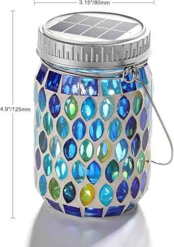 6 Pack Mosaic Lanterns Outdoor Waterproof with 215% Larger Solar Panel (6.02 Count)