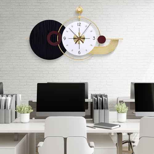 37.8×21 Inch Modern Abstract Geometric Metal Wall Clock