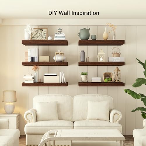 55 x 12 Deep Floating Shelves Wall Mounted Set of 1 Rustic Brown