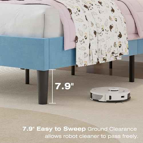 Twin Size Bed Frame with Upholstered Headboard
