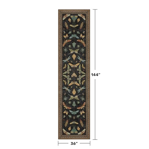 Green and Black 3x12 Long Runner Rugs for Hallway (36 Sq Ft)