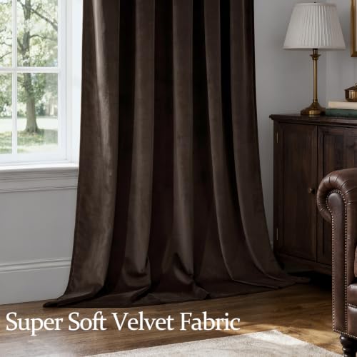 Brown Blackout Velvet Curtains Drapes 84 Inch Long 52"x84" Bedroom (2 Count)