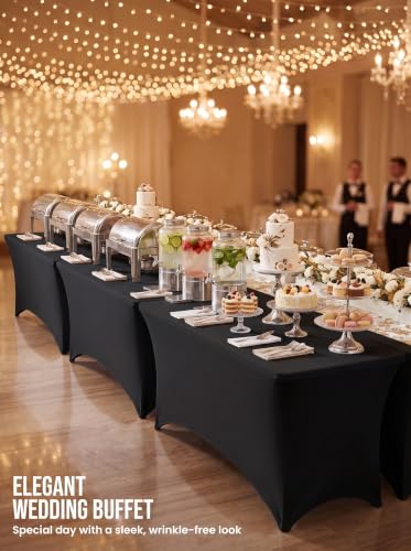 4Ft 10 Pack Black Tablecloth for Rectangle Tables (10 Count)