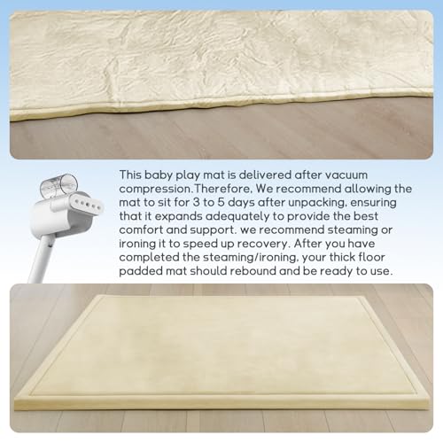 Baby Play Mat for Floor Nursery Rug Muscle Mat Area Rug Playroom Rug 79"x158" Playpen Mat Elastic Foam 1.3" Thick Crawling Mat for Babies
