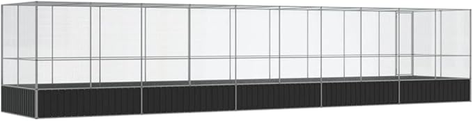 Large Bird Aviary with Extension, Outdoor Galvanized Steel Bird Cage, Galvanized Steel Outdoor Bird Aviary, Mesh Fence Bird House for Small Animals, 409.1"x81.5"x83.5"