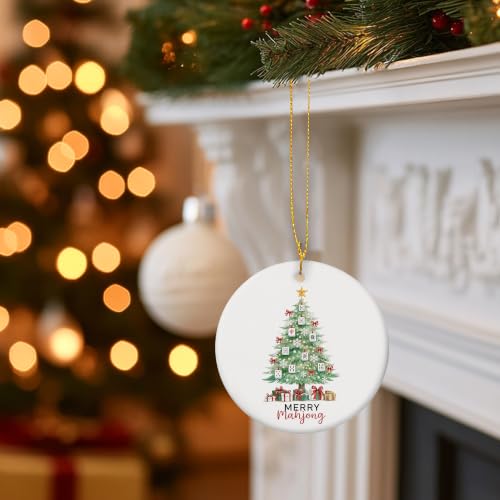 White Snowflake Mahjong Christmas Tree Ceramic Ornament Gifts