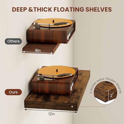 12 Deep Floating Shelves 30x12” Set of 2 (2 Count)