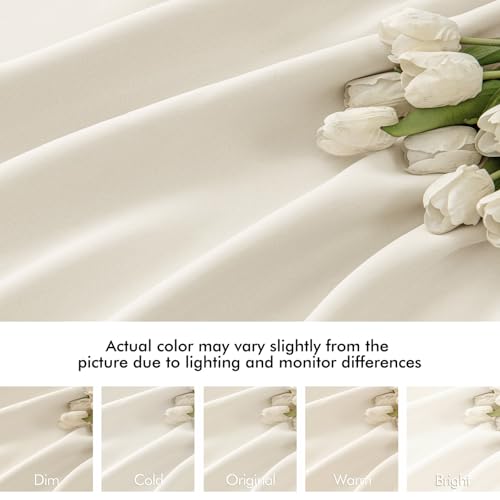 Beige White Back Tab Blackout Curtains 52x108 Inch Long 2 Panels Set (2 Count)