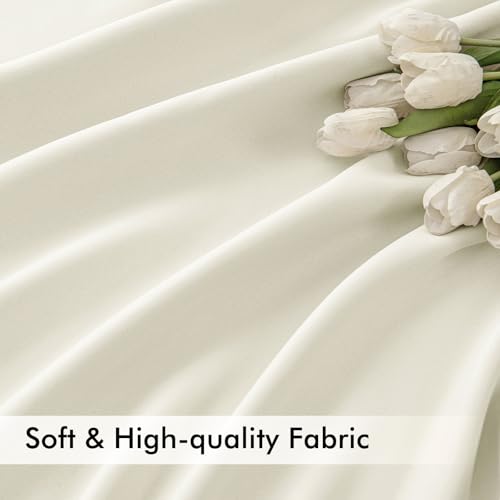 Cream Back Tab Blackout Curtains 52x90 Inch Long 2 Panels Set (2 Count)