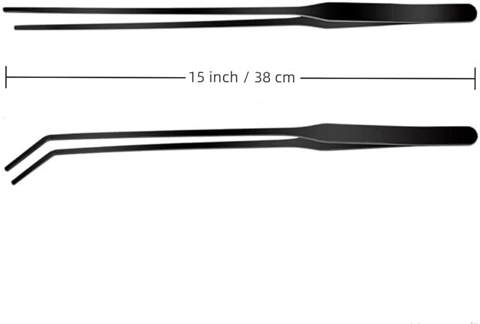 2Pcs 10.5" Reptile Stainless Steel Long Tweezers Feeding Tongs, Lizards Snake Gecko and Tarantula Supplies, Terrariums Aquarium Fish Tank Tools - 10.5" Black 2Pcs
