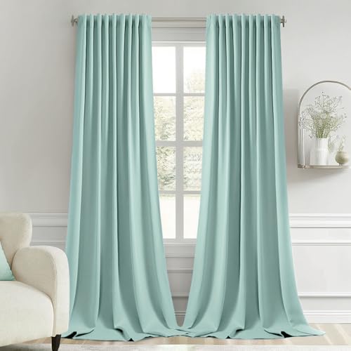 Aqua Back Tab Blackout Curtains 52x102 Inch Long 2 Panels Set (2 Count)