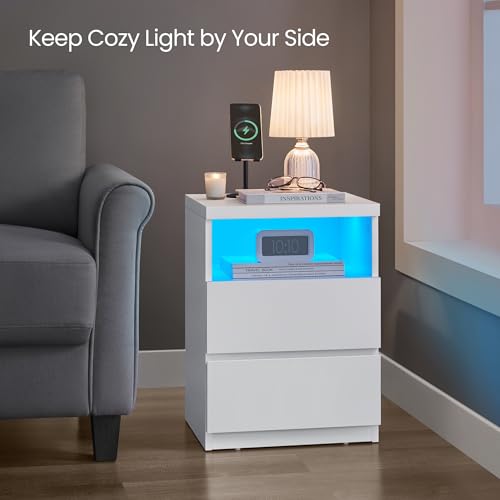 Set of 2 Nightstands with Adjustable LED Lights (2 Count)