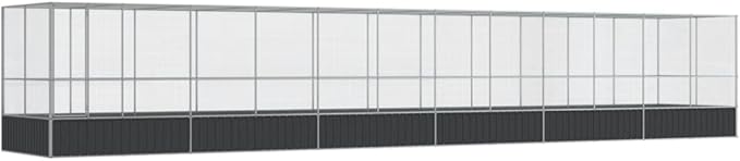 Outdoor Aviary Bird Cage, Galvanized Steel Outside Ample Activity Space Birdcage, 490.6"x81.5"x83.5", -272
