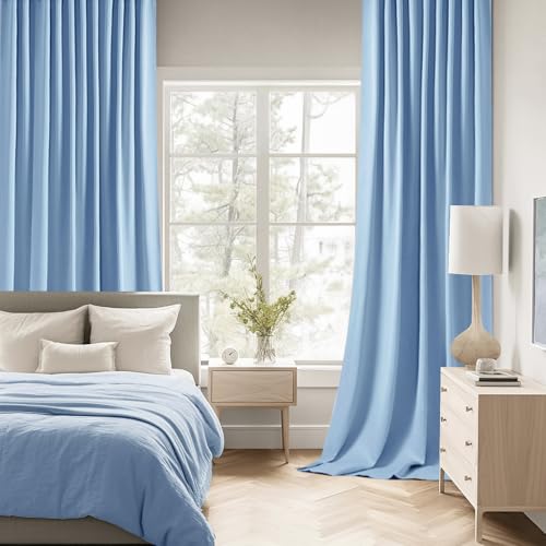 Sky Blue Back Tab Blackout Curtains 52x96 Inch Long 2 Panels Set (2 Count)