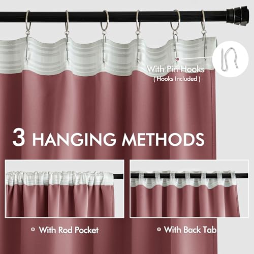 Dusty Rose Back Tab Blackout Curtains 52x84 Inch Length 2 Panels Set (2 Count)