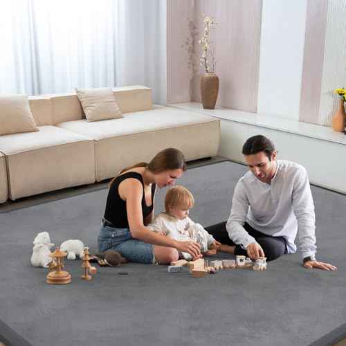 Baby Play Mat for Floor Nursery Rug Muscle Mat Area Rug Playroom Rug 59"x59" Playpen Mat Elastic Foam 1.3" Thick Crawling Mat for Babies