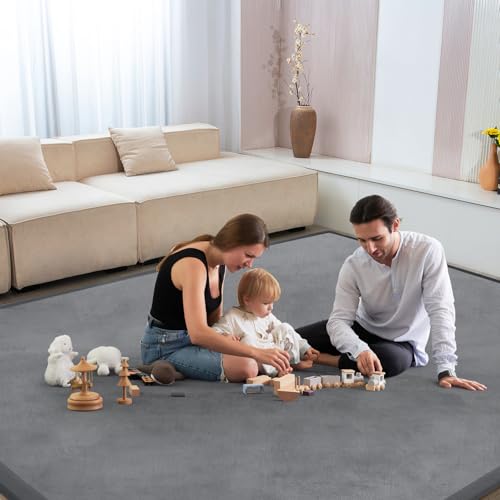 Baby Play Mat for Floor Nursery Rug Muscle Mat Area Rug Playroom Rug 47"x47" Playpen Mat Elastic Foam 1.3" Thick Crawling Mat for Babies