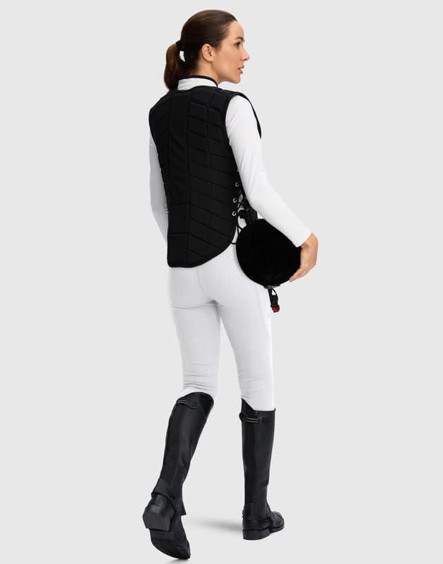 SANTINY Women's Horse Riding Pants Zipper Pockets Silicone Full-Seat Breeches Equestrian Schooling Tights for Women