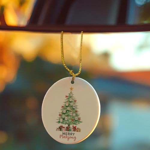 White Snowflake Mahjong Christmas Tree Ceramic Ornament Gifts