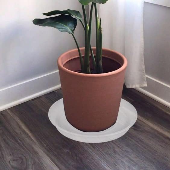 6 Pack of 8 inch Plant Saucer Clear, Heavy Duty Plastic Plant Water Tray 8 inch Round, Flower Plant Saucers for Indoors No Holes, Plant Dishes Saucer for Planter 7"/8" (8", Clear)