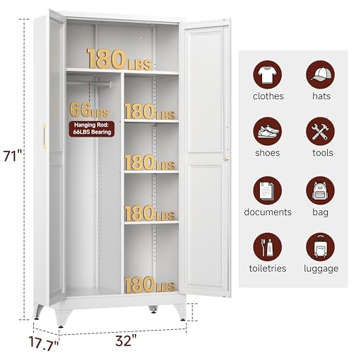 71" Tall Wardrobe Closet with Door