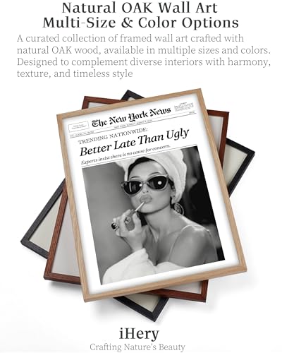 12x16in Audrey Hepburn Better Late Than Ugly Framed Bathroom Art